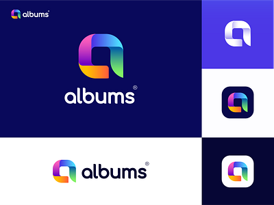 albums v2 album app application brand brand design brand identity branding colorful letter logo logo mobile app phone photo photographer simple social social media startup