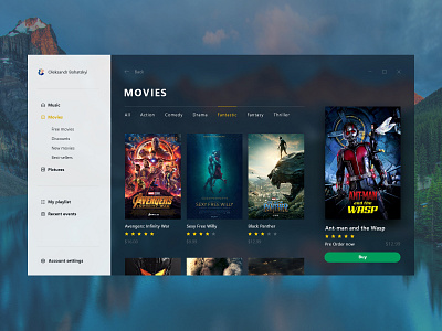 Multimedia application for PC films fluent design movies multimedia music online shop online store pictures