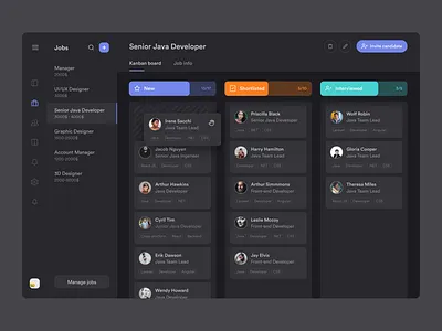 Dark-mode Kanban for Job Manager applicant black board dark dark mode drag drag and drop job kanban manage move