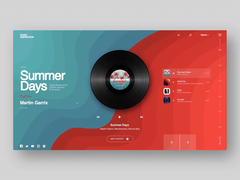 Music Inspiration website concept animation branding design illustration inspiration layout music ui ux vector website