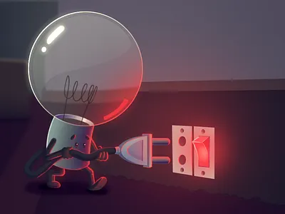 Let there be light! blog cover bulb cartoon character creative digital art freshdesk freshworks funny illustration light photoshop visualisation