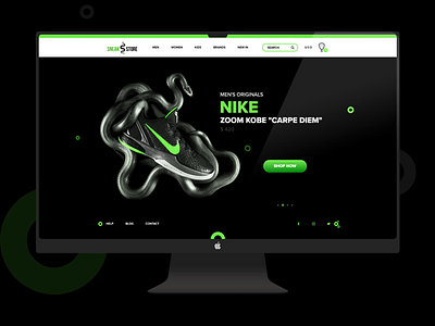 "Sneak Store" landing page design black design free green landing page logo shopping snake snake logo sneakers store style ui ux vector web web design