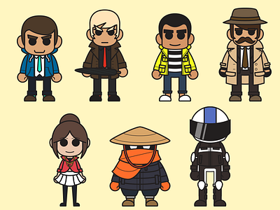 Character Set 2d character design cute flat illustraion jacket