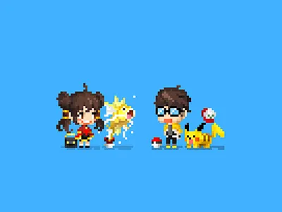 Pikachu and Golden shiny Magikarp couples magikarp pikachu pixel pixel art pokemon