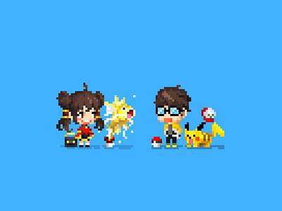 Pikachu and Golden shiny Magikarp couples magikarp pikachu pixel pixel art pokemon