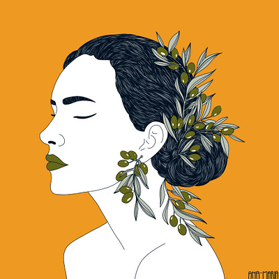 Olivia art challenge digital drawing illustration olive olive oil portraits woman yellow