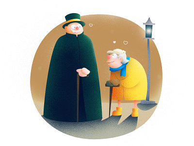 Old Good airnauts bright cold design dribbble elderly good grain grandma grandpa heart ilustration lamp love old old man round shadow winter woman