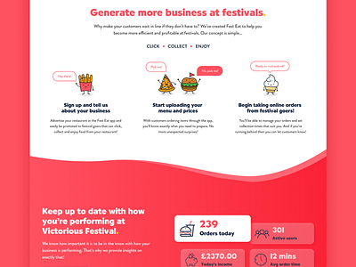 Fest Eat - Landing Page animation design development figma illustration landingpage logo product page responsive design ui ux website website concept