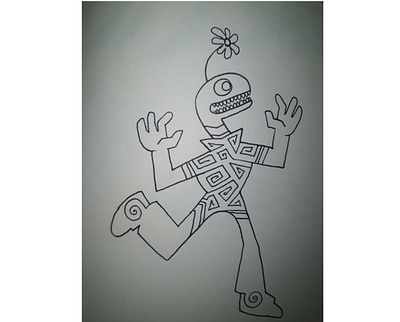 Happy little fella cartoon character design freehand drawing