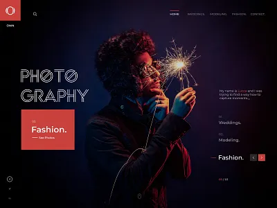 OWN : Personal photography website creative photo dark theme dark ui design fashion photography landing page modeling personal photography website personal website photographer photography photoshoot web web design webdesign website wedding photography