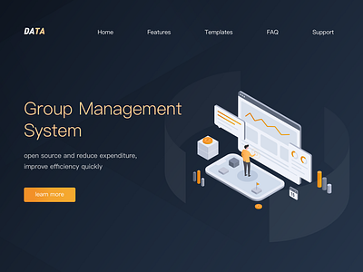 Management Symtem Landing Page 2.5d dark data illustration loadding page web design website