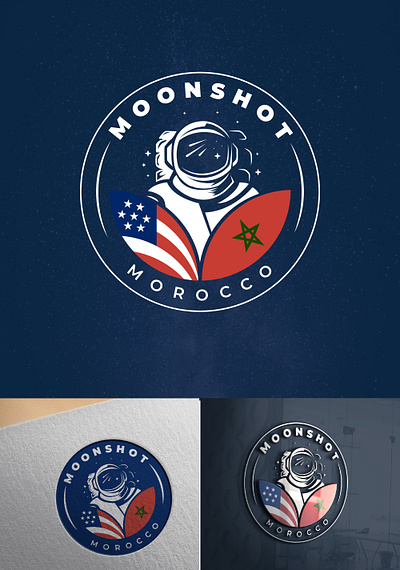 Moonshot Logo concept astronaut embassy galaxy landing page moon moonshot morocco usa