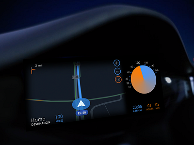 Day 034 Car dashboard #dailyui car dashboard dailyui darkmood dashboard ui gps tracker navigation design speedometer ui design