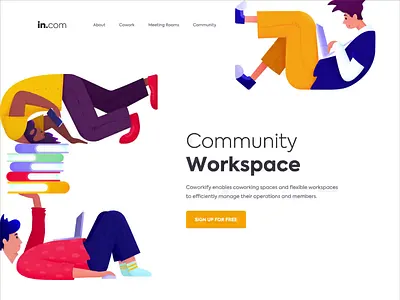 Landing page - in.com animation clean colors design illustration landing minimal ui ux web website