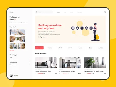 Travel rental for House ipad ui uiux web