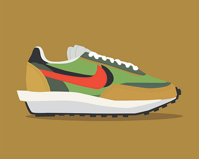 NIKE LD Waffle Sacai Green Multi art design graphic design illustration illustration art illustrator nike sneaker sneakerhead sneakers vector