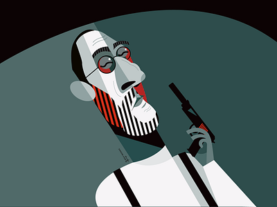 Jean Reno 1994 character coffee design dribbble film geometric geometry gun hollywood hustle illustration illustrator jean leon movie portrait reno