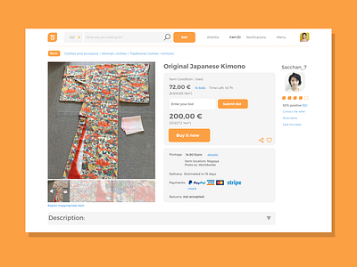 012 - E-commerce shop single item 012 adobexd auction classified daily001 daily12 dailyui dailyui012 e commerce japan kimono studying ui ux