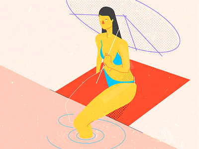 Sunbathing app art character design flat illustration minimal sunbathing vector web