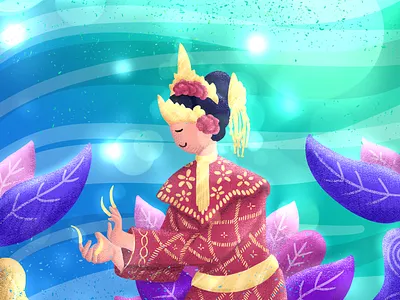 34HPI - Sumatra Selatan colorfull dance design digital flat flat illustration glowing illustration indonesia leaf local simple