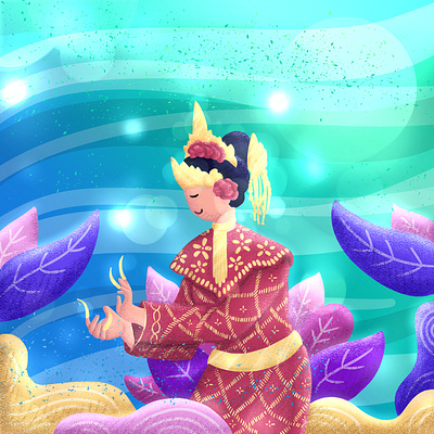 34HPI - Sumatra Selatan colorfull dance design digital flat flat illustration glowing illustration indonesia leaf local simple