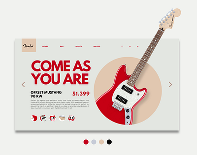 FenderShop Ui Concept branding creative design design fender flat grunge guitar identity lettering minimal shop ui ux web website