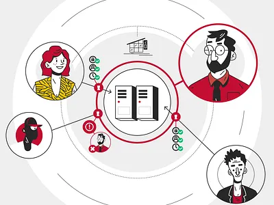 Cybersecurity characters cybersecurite illustration office securité