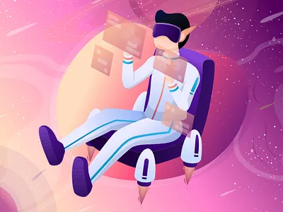 Advanced Technology Services andromeda astronaut blackhole comet design digital flat flat illustration galaxy illustration indonesia landing page meteor milky way planet simple space star technology ui