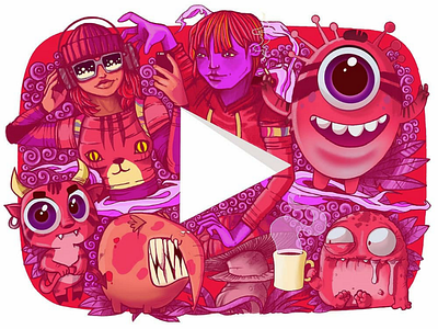 Youtube monster logo art character doodle doodleart doodles illustration illustrations logo logodesign logos monster procreate socialmedia vexx youtube