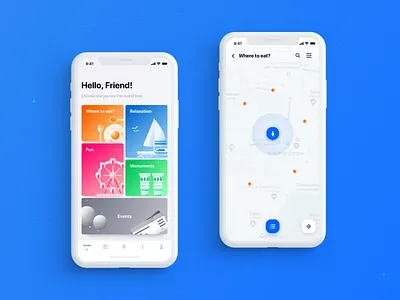 Odessa Guide application blue design guide mobile mobile app tourism ui ux