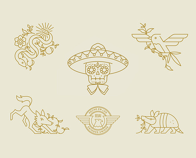 D'Addario Mariachi Strings Illustrations 2d armadillo badge bird branding coyote design eagle flat icon illustration logo mexico package design rattle snake skull snake sugar skull vector