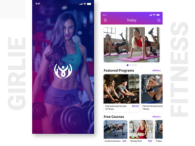 Fitness App android app fitgirl fitness girls gym homescreen ios mobile app splash screen ui design uikit