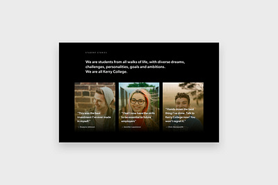 Student stories college education education website students testimonials ui web design