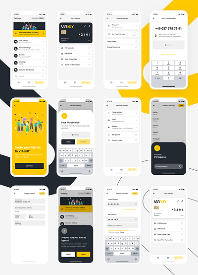 VIABUY Mobile Application: Settings app settings crossplatform mobile application fintech mobile application mobile application design prepaid card settings ui design ux design viabuy