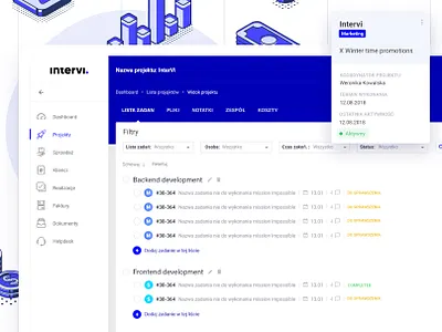 Project Tasks for InterVi – CRM chat crm software dashboard design design list menu design payment app project management tool sales dashboard scheduler task list time management ui ux