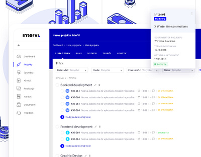 Project Tasks for InterVi – CRM chat crm software dashboard design design list menu design payment app project management tool sales dashboard scheduler task list time management ui ux