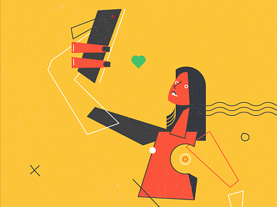 W8 - art character design illustration phone selfie ui vector web woman