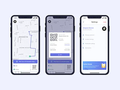 Officeride - Daily Work Bus bus commute design ios modal office qr code ride ride hailing route settings subscription transport ui ux