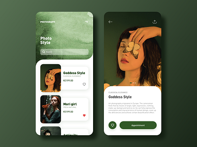 Art Photography Service (Conceptual Design) app design ui