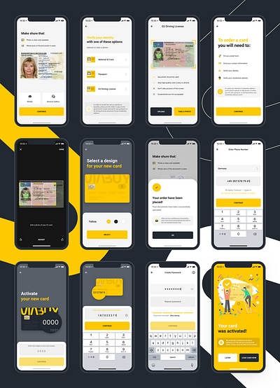 VIABUY Mobile Application: Account Creation account creation account registration card order crossplatform application crossplatform design fintech mobile application mobile application design prepaid card ui design ux design viabuy