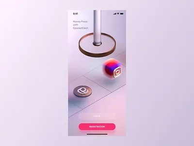 Start Screen for EpocketCash 3d adobexd app app design c4d cinema4d design instagram marketing ui
