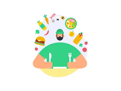 Gimme all the food! character character design digital illustration eater food food app food delivery food delivery app foodie illustration minimalistic product illustration simple illustration vector illustration