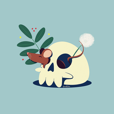 Skull dandelion death digital art illustration mouse photoshop plant skull