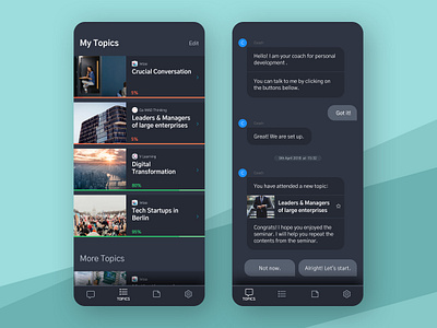 Intao Dark UI Spin Off app black chat clean dark dark app dark mode dark theme dark ui design interface ios iphonex list mobile simple sketch ui ux vector