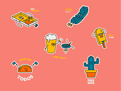 stickerz du fun beer cactus cellphone cigarette graphic design ice cream illustration pizza stickers tacos