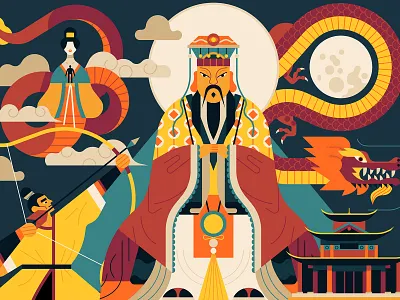 Chinese Myths character chinese digital dragon folioart illustration mythology owen davey web