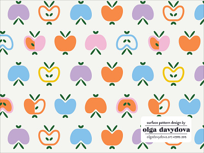 Apples Surface Pattern Light apples illustration scandinavian style surface pattern design vector