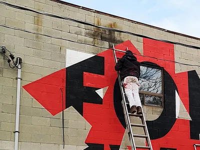 Always Forever - Process canvas graffiti grafitti lettering monogram mural murals painting silkscreen typography