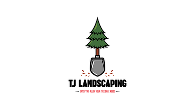 TREE & SHOVEL LANDSCAPING LOGO branding design flat graphicdesign icon illustration illustrator lettering logo logodesign shovel tree typography vector