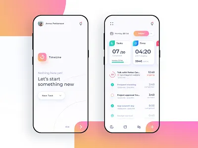 TimeLine - Time and Project tracking app - V1 android app app design clean concept design figma interfaces ios mobile modern tasks time tracking ui uidesign uiux ux